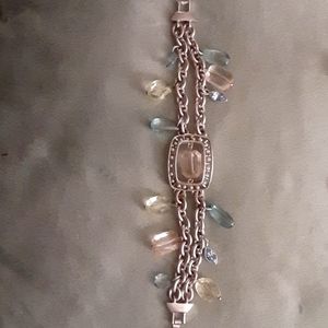 Gemstone faux pastel colors bracelet silver finish